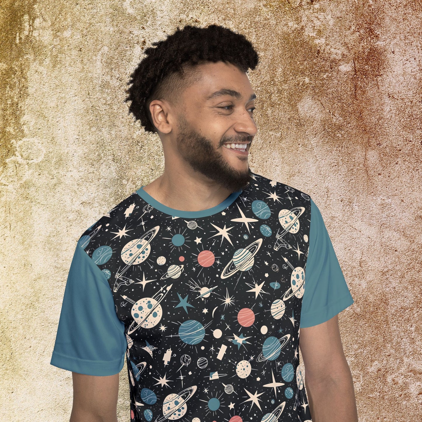 Retro Cosmic T-Shirt, Space Theme Apparel, Wicking Athletic Shirt