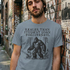 T-shirt with Bigfoot illustration and text "Realier Than Student Loan Forgiveness."