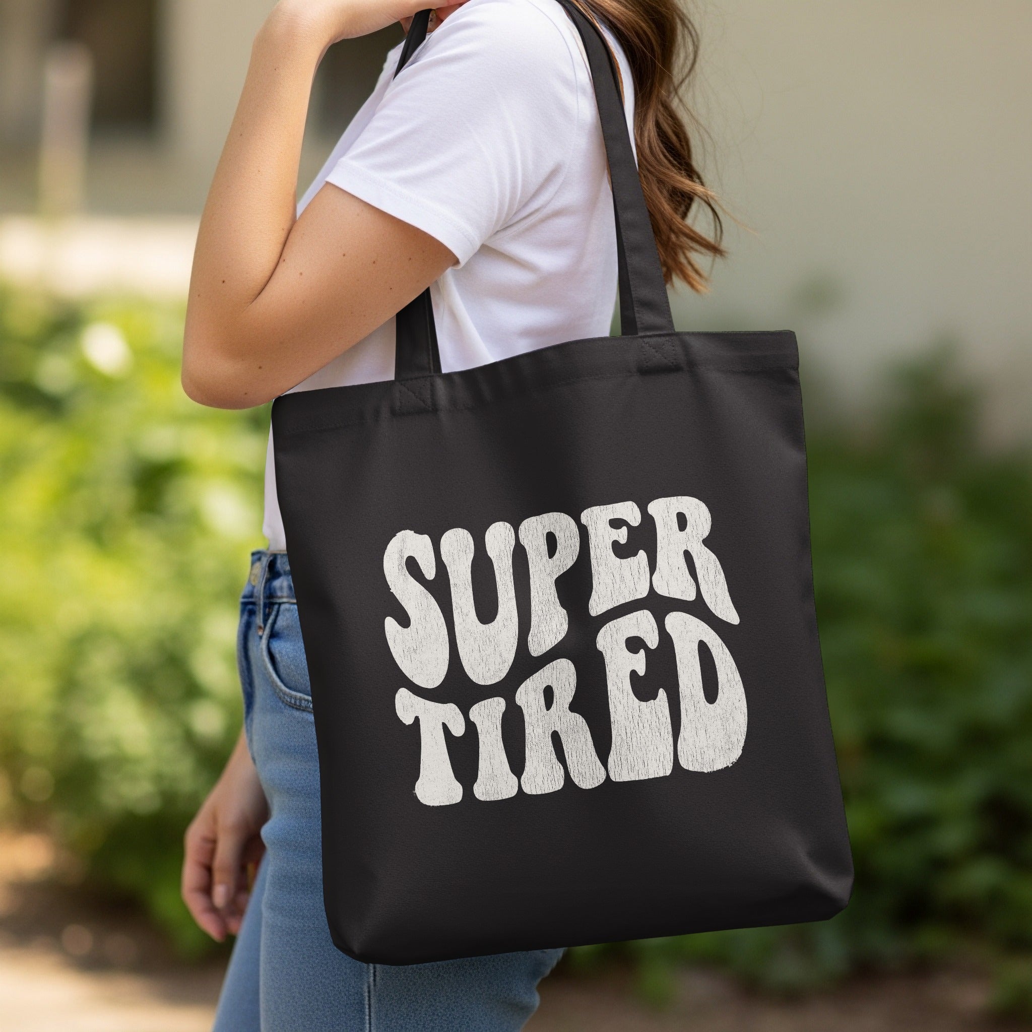 Black Super Tired Tote Bag Fun Distressed Print product type
Super Tired, Tired Quote, Black Tote Bag, Distressed Text, Retro Design, Sarcastic Gift, Fun Message Bag, Everyday Carryall, Shoulder Tote, Shopping Essential, Reusable Eco Bag, Unique Accessory, Statement Piece, Aesthetic Style, Casual Day Bag, Groceries Carry, Weekend Outing, Trendy Fashion, Super Tired Tote, Black Typography