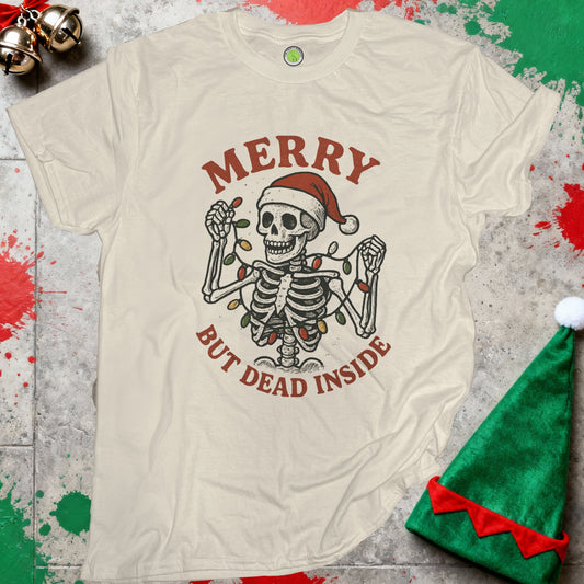 Merry But Dead Inside Skeleton Christmas Shirt