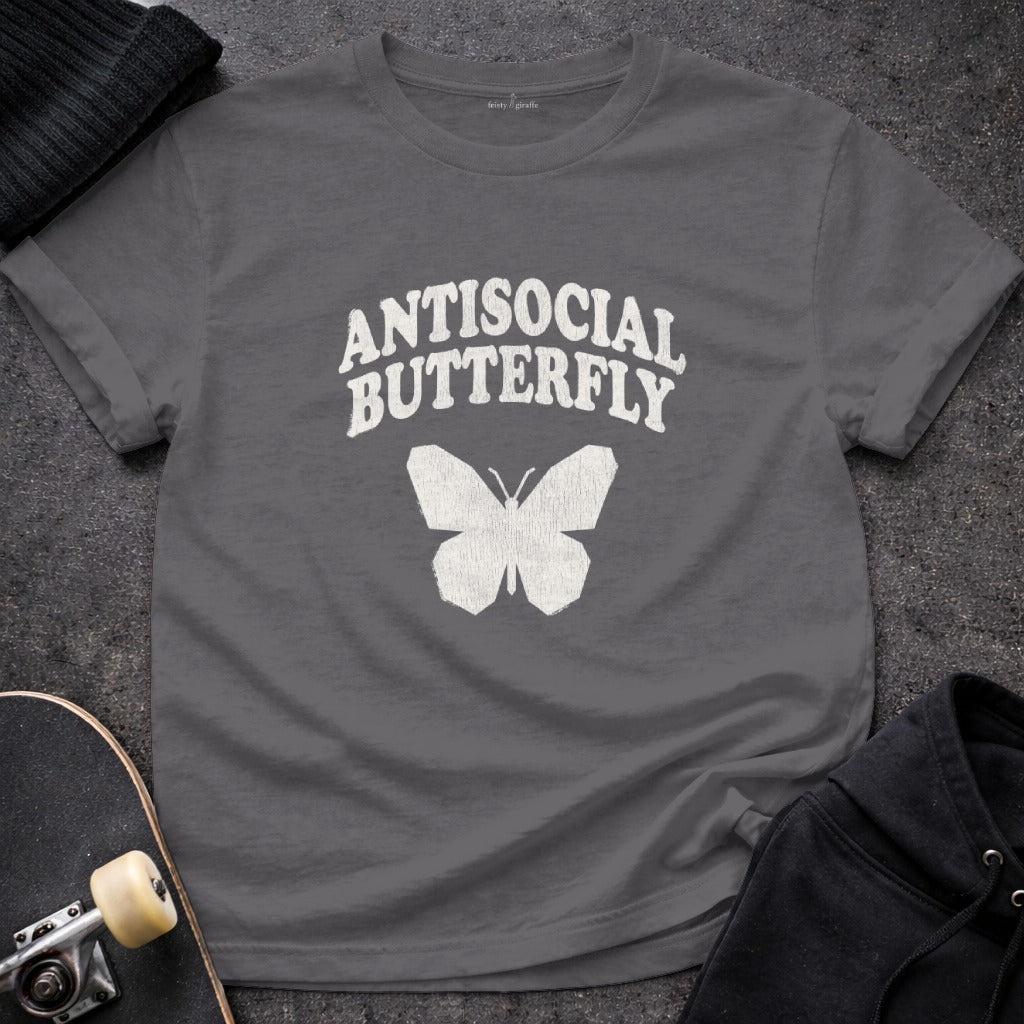 Antisocial Butterfly Graphic Tee Fun Unique Shirt