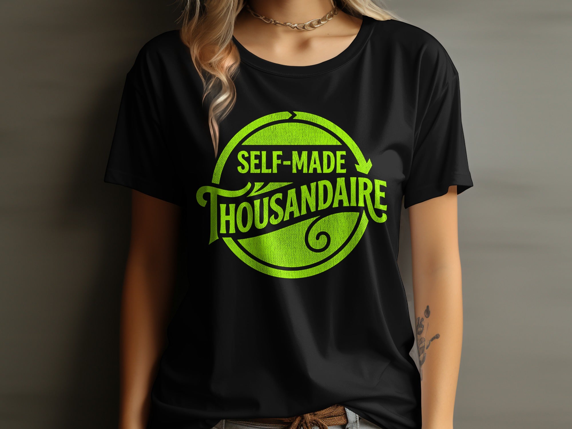 SELF-MADE THOUSANDAIRE Neon Green Circular Design product type