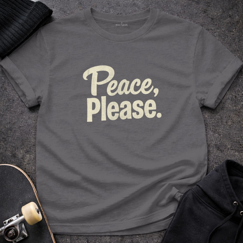 Peace Please Graphic Tee Shirt with Bold Typography