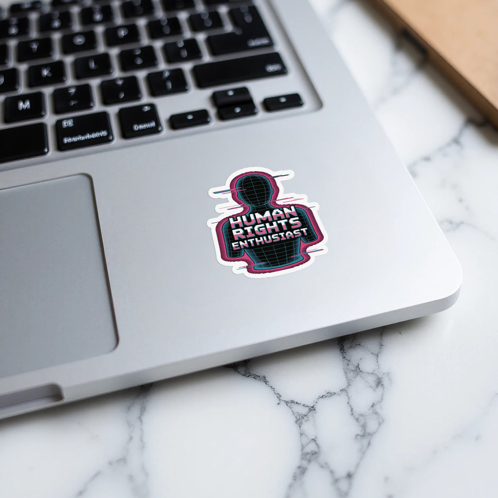 Human Rights Enthusiast Glitch Cyberpunk Style Sticker product type