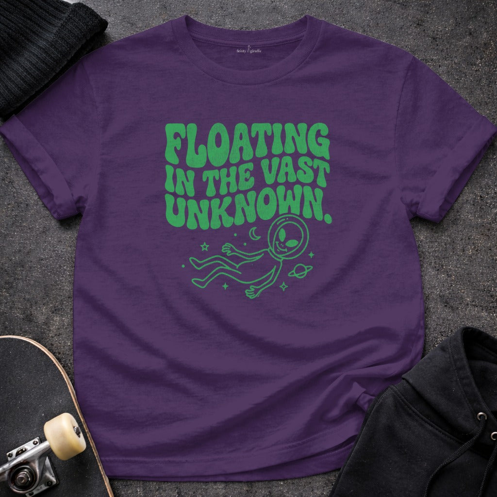 Floating In The Vast Unknown Astronaut Themed T-Shirt