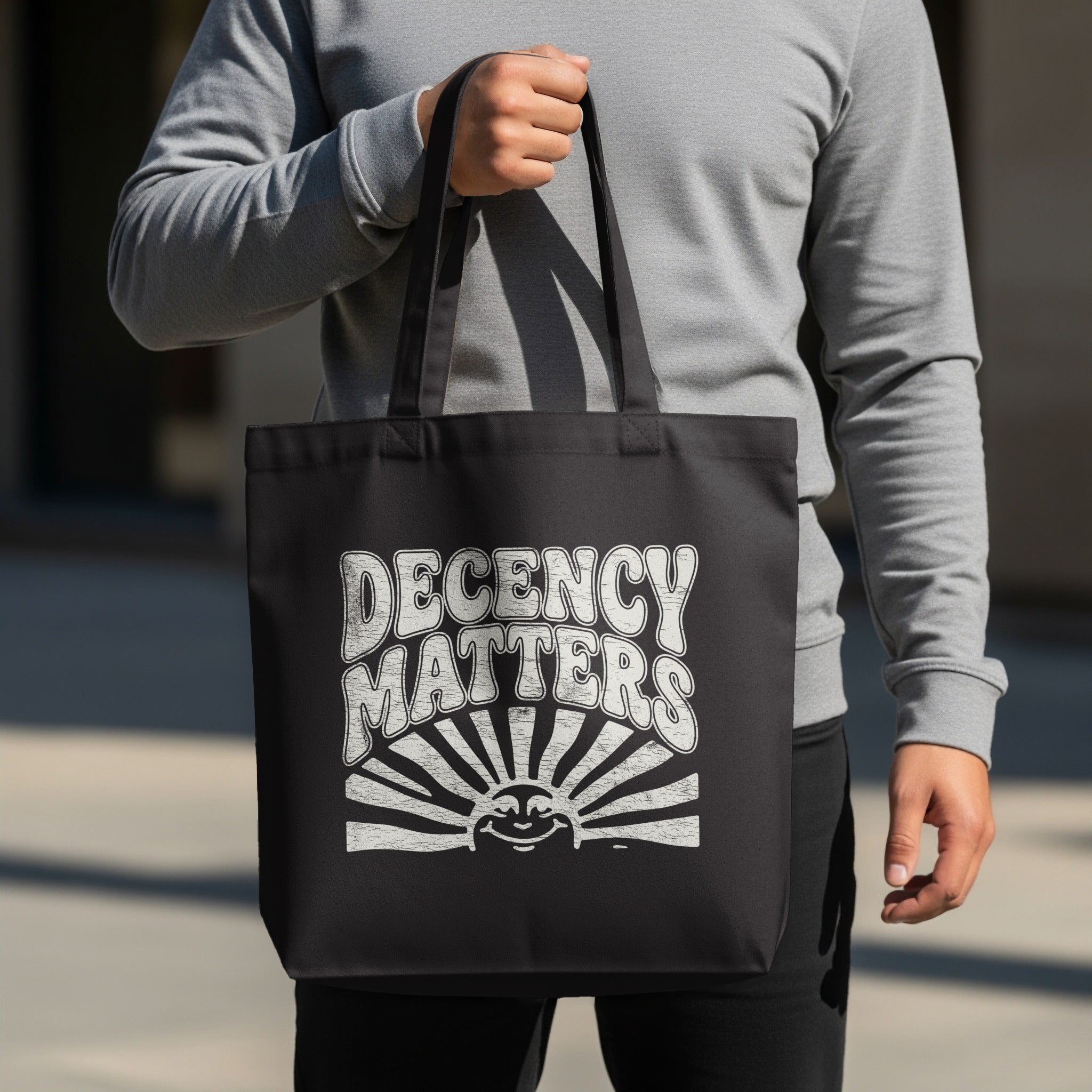 Decency Matters Smiley Sun Design Black Tote product type
Tote Bag
Decency Matters
Graphic Tote
Message Bag
Black Tote
Quote Bag
Saying Bag
Ethical Message
Positive Quote
Tote Shopper
Reusable Bag
Everyday Carry
Gift Idea
Unique Design
Statement Bag
Canvas Tote
Shopping Bag
Sun Design
Smiley Face
Activism Bag