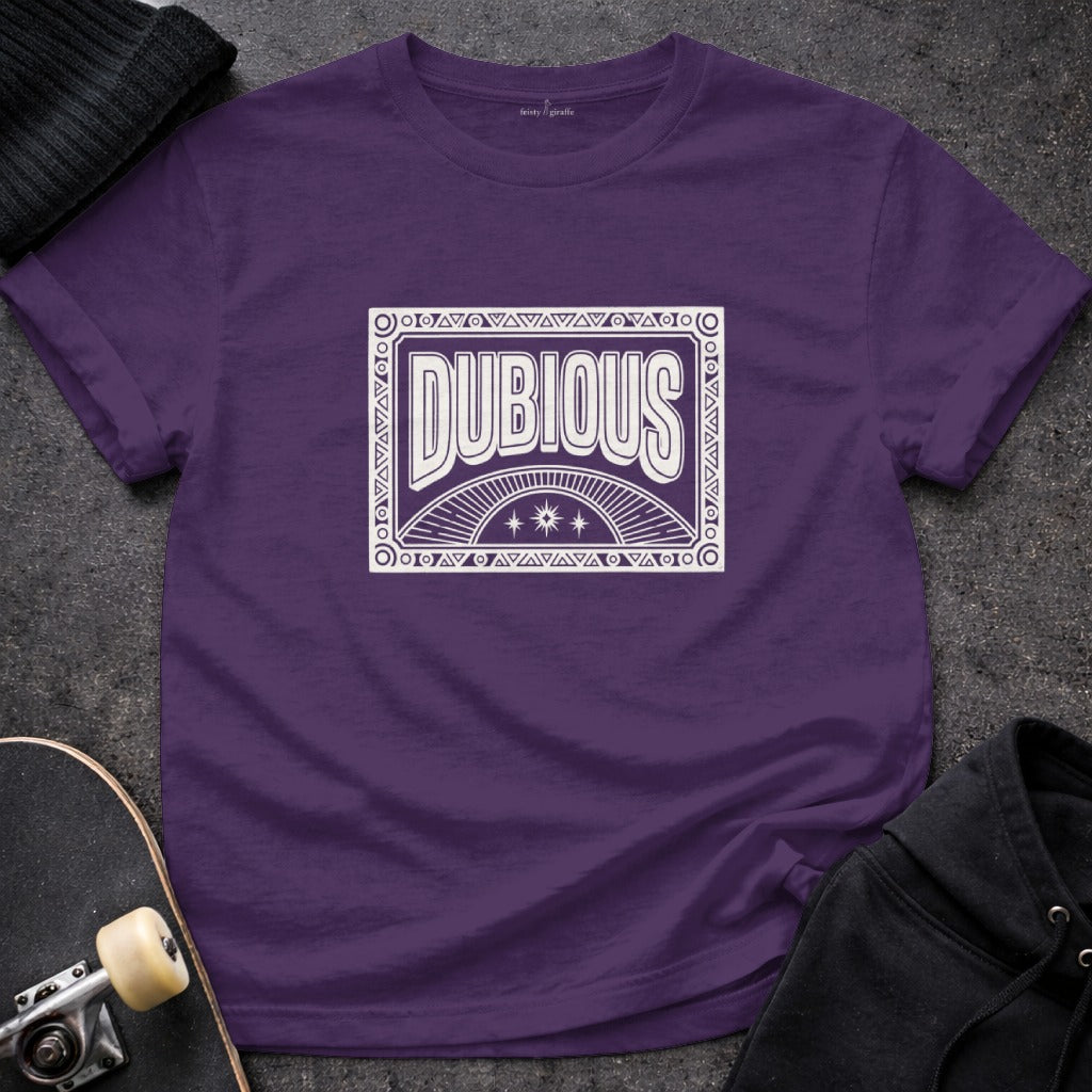 Dubious Word Art Purple Graphic Tee Stylish product type