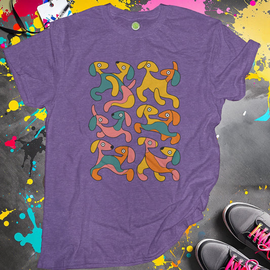 Vibrant Abstract Dancing Dogs Graphic T-shirt product type