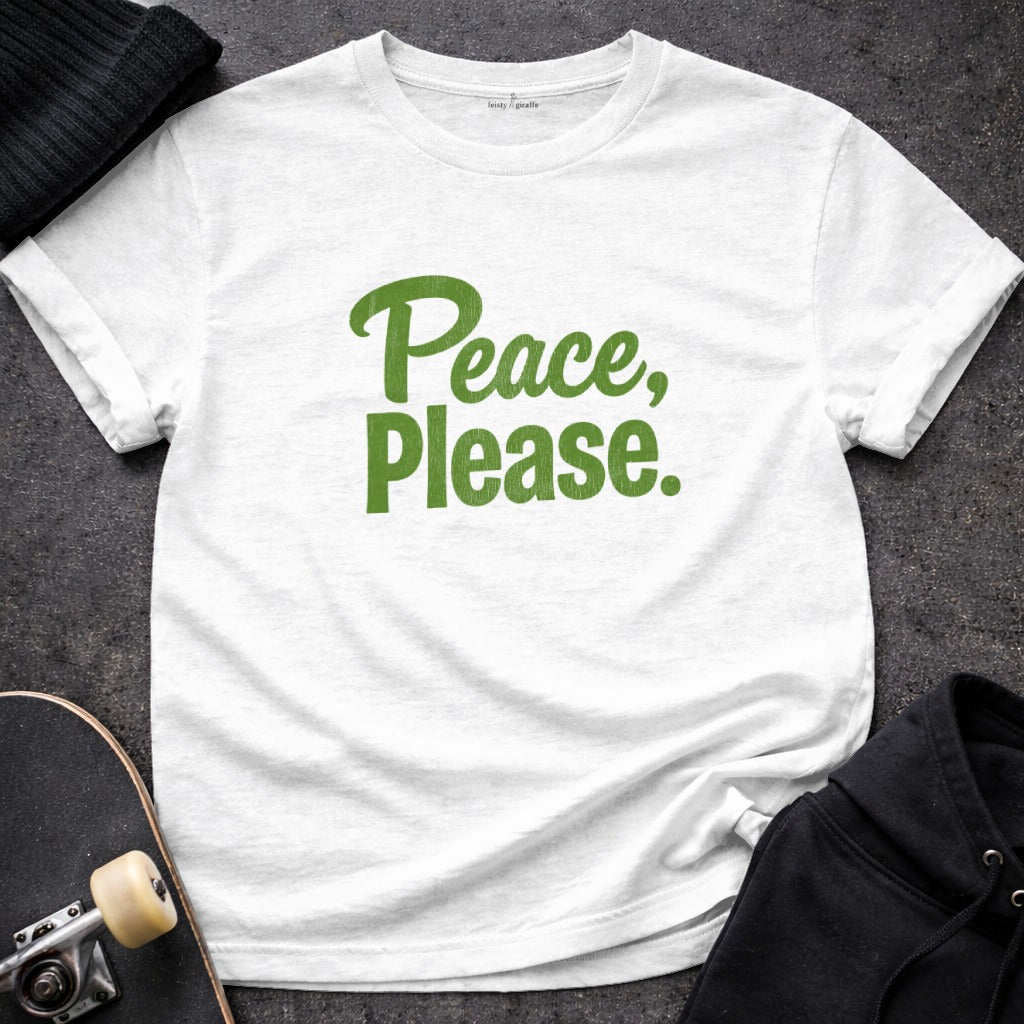 Peace Please Graphic Design Casual T-Shirt