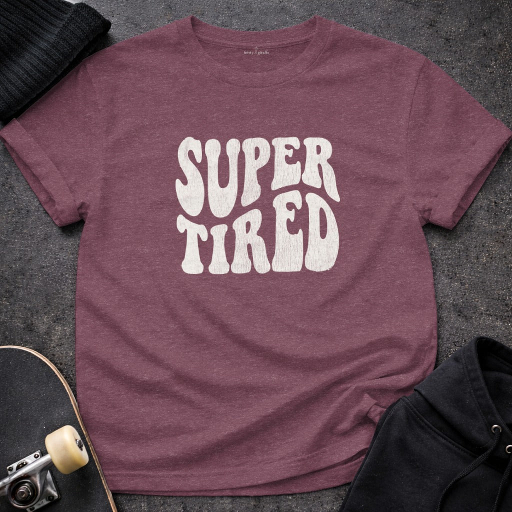 Super Tired Graphic Design T-Shirt for Casual Wear