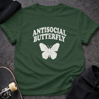 Antisocial Butterfly Graphic Tee With Butterfly Print