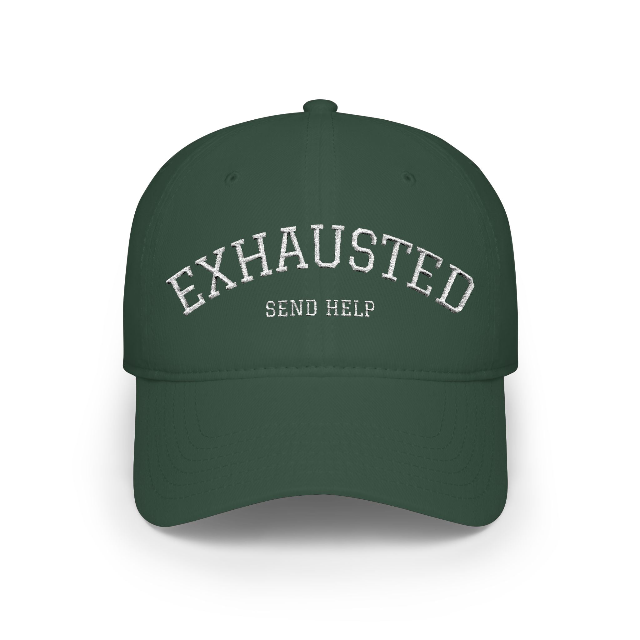 Exhausted Send Help Baseball Cap