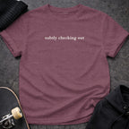 Subtly checking out graphic t-shirt perfect streetwear