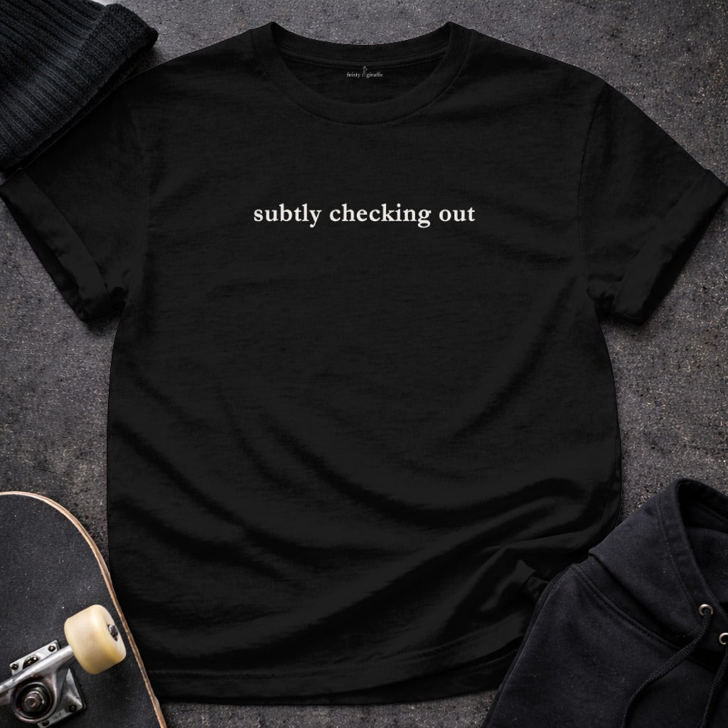 Subtly Checking Out Graphic Tee Casual Wear Product