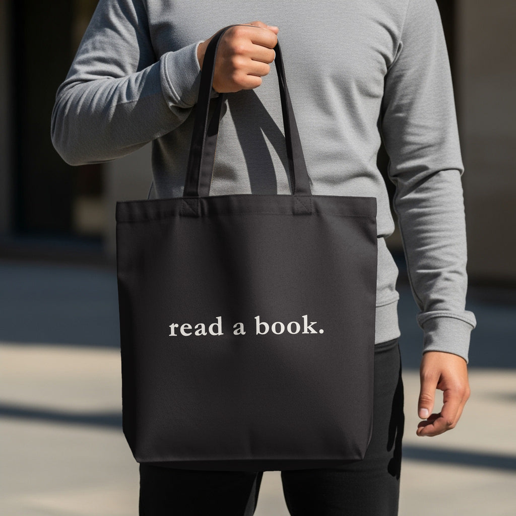 Black Read A Book Literary Theme Design Tote Bag product type