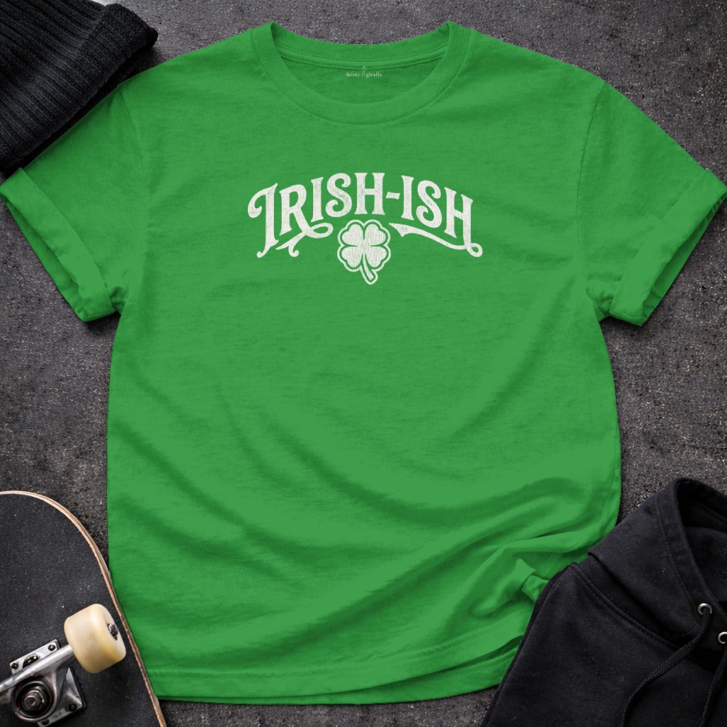 Irish-Ish Graphic Text Shamrock Design T-shirt