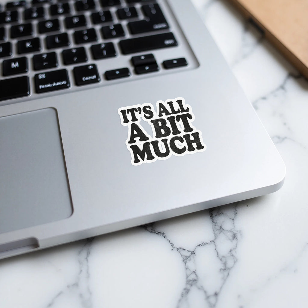 IT'S ALL A BIT MUCH Quote Sticker product type
Sticker
Quote Sticker
Funny Sticker
Sarcastic Sticker
Laptop Decal
Water Bottle Decor
Notebook Sticker
Humorous Quote
Statement Decal
Aesthetic Sticker
Gift Sticker
IT'S ALL A BIT MUCH
Mood Sticker
Overwhelmed Quote
Relatable Humor
Text Sticker
Cool Sticker
Laptop Accessory
Journal Decor
Car Decal