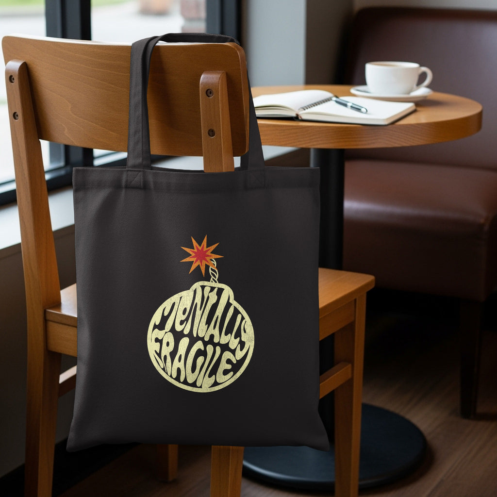 Black Mentally Fragile Bomb Design Tote Bag product type