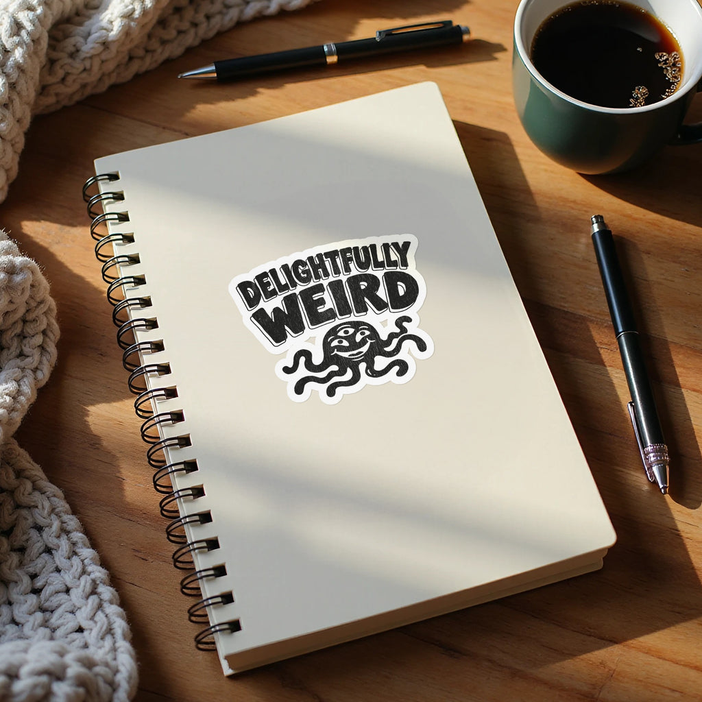 Delightfully Weird Octopus Character Sticker product type
delightfully weird, weird sticker, octopus sticker, funny octopus, quirky sticker, unique design, cool sticker, vinyl sticker, laptop sticker, notebook decor, water bottle sticker, car decal, gift idea, fun sticker, art sticker, cartoon octopus, three eye octopus, monster sticker, fantasy sticker, pop culture