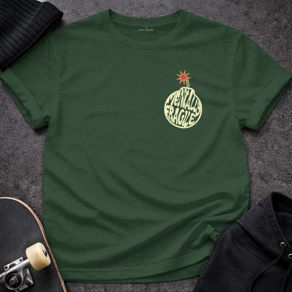 Mentally Fragile Explosive Design T-shirt for Daily Wear