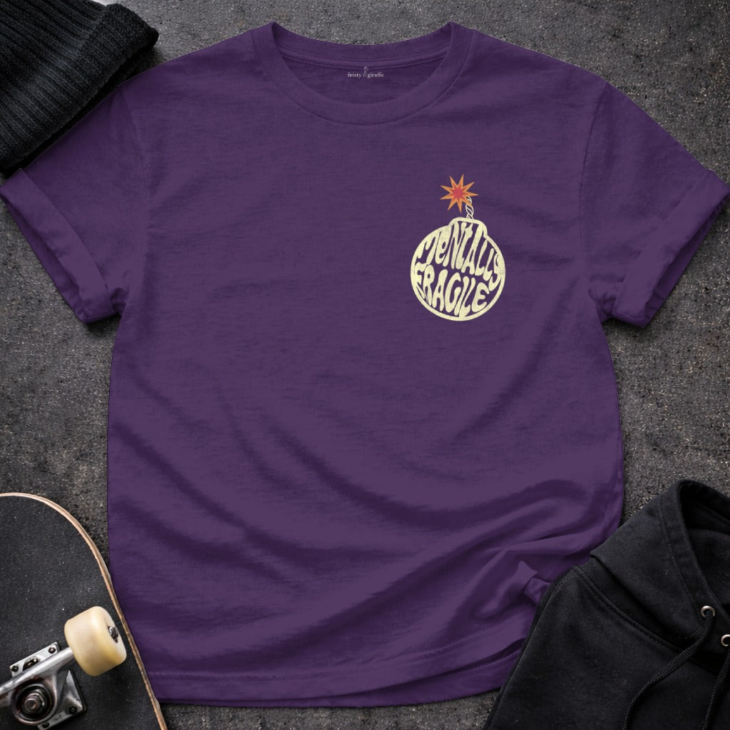 Mentally Fragile Bomb Design Graphic Tee for Casual Wear