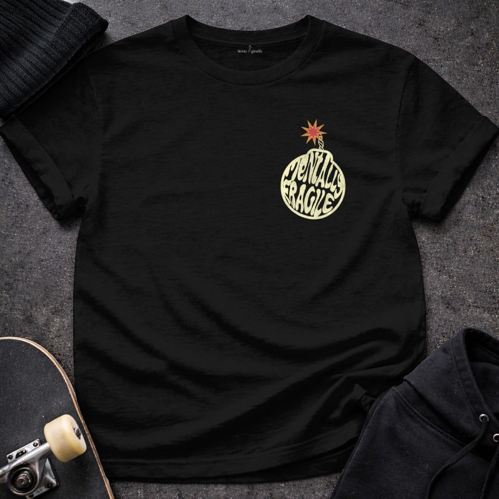 Mentally Fragile Bomb Graphic Black T-Shirt