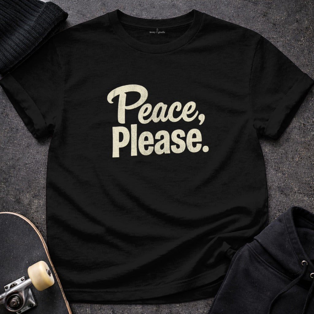 Peace Please Graphic Casual Tee Shirt