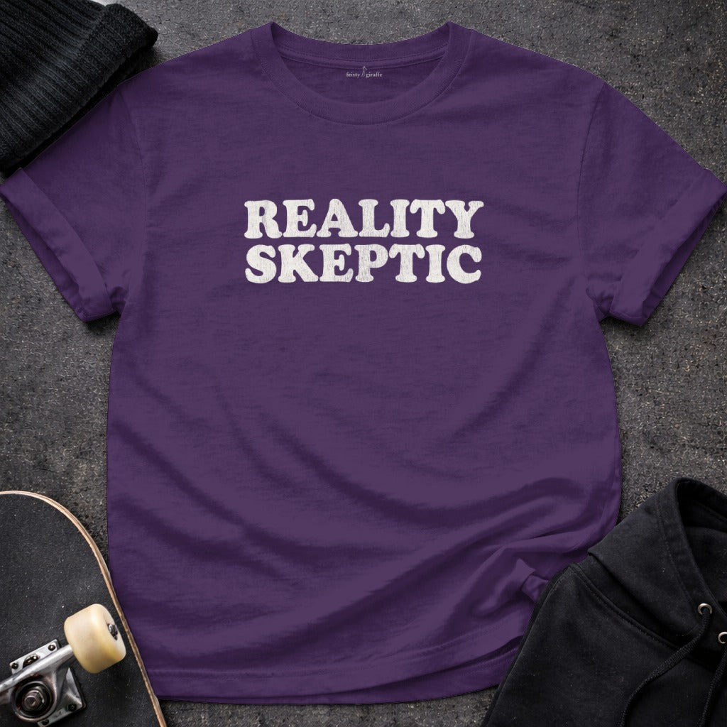 Reality Skeptic Graphic Purple Shirt for Casual Wear