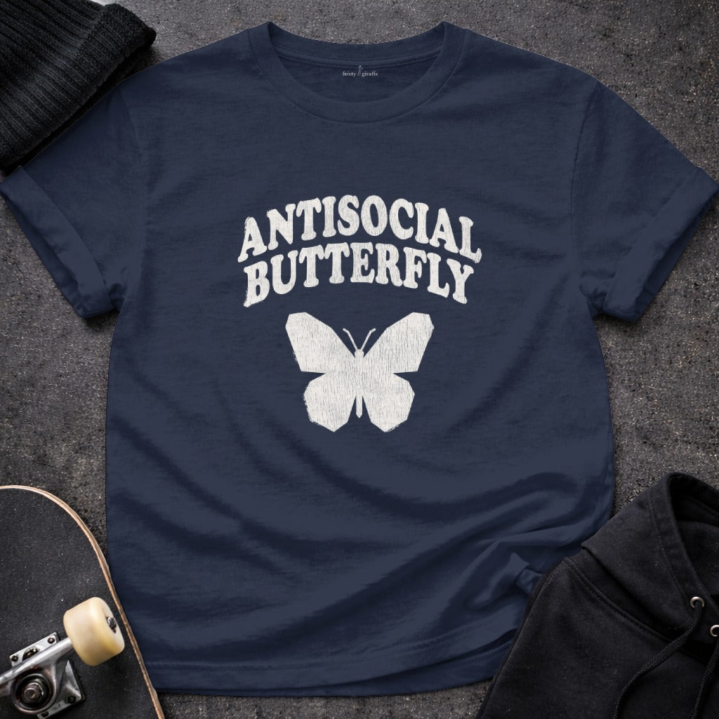 Antisocial Butterfly Graphic Tee Shirt Casual Wear