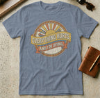 Blue t-shirt with "Everything Hurts And I'm Dying" text and sunburst graphic.