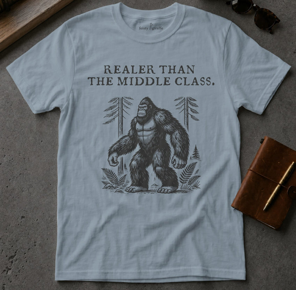MyDesigns t-shirt Big Foot / S / Stone Blue Realer than the Middle Class Tee