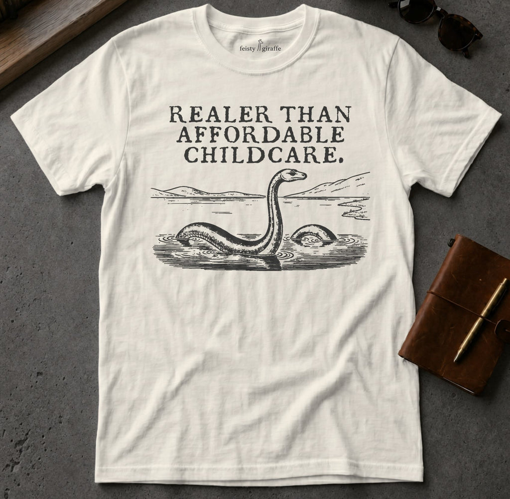 MyDesigns t-shirt Loch Ness Monster / S / Natural Realer than Affordable Childcare Tee