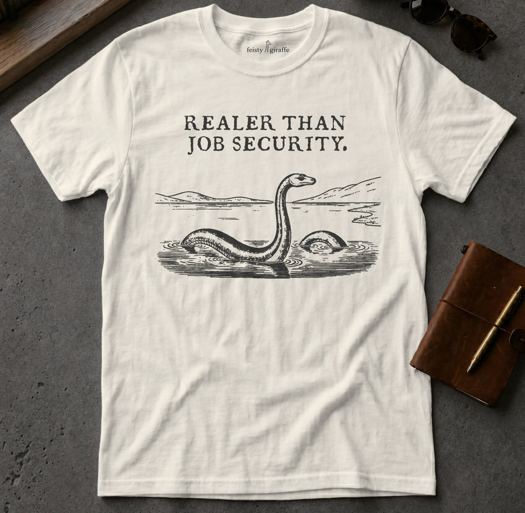MyDesigns t-shirt Loch Ness Monster / S / Natural Realer than Job Security Tee