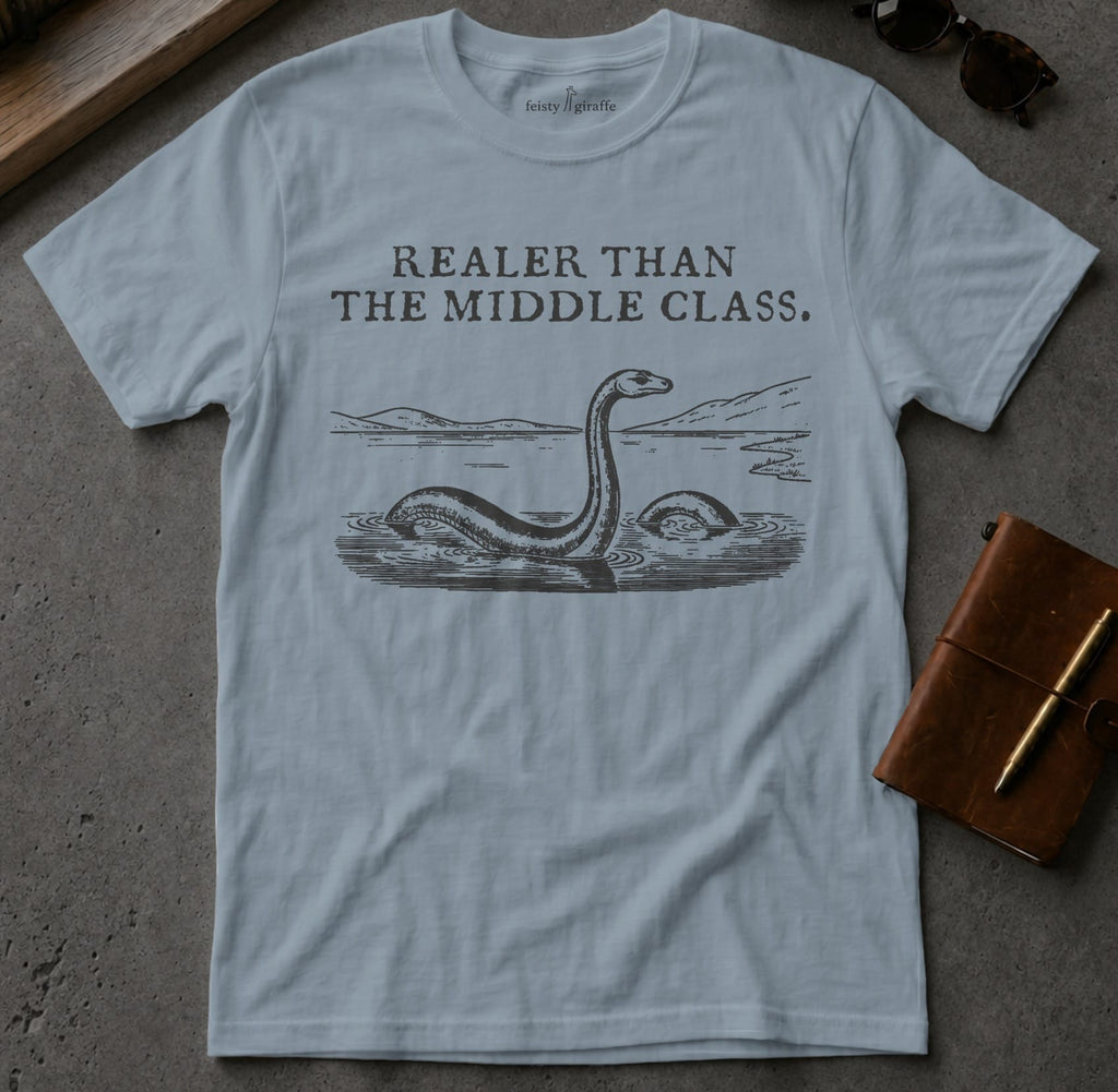 MyDesigns t-shirt Loch Ness Monster / S / Stone Blue Realer than the Middle Class Tee