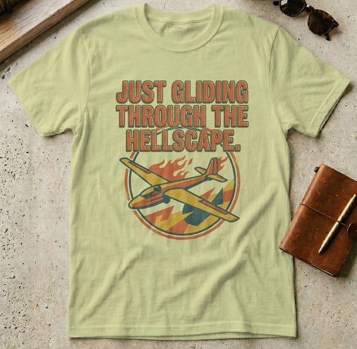 MyDesigns t-shirt M / Pistachio Just Gliding Through The Hellscape Airplane T-Shirt