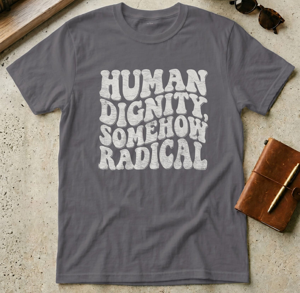 MyDesigns t-shirt S / Charcoal Human Dignity Somehow Radical T-Shirt