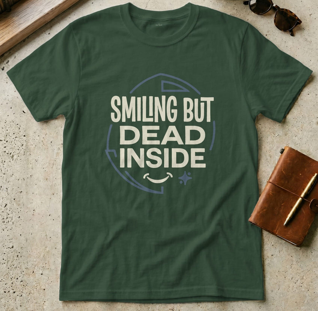 MyDesigns t-shirt S / Forest Green Smiling But Dead Inside Tee