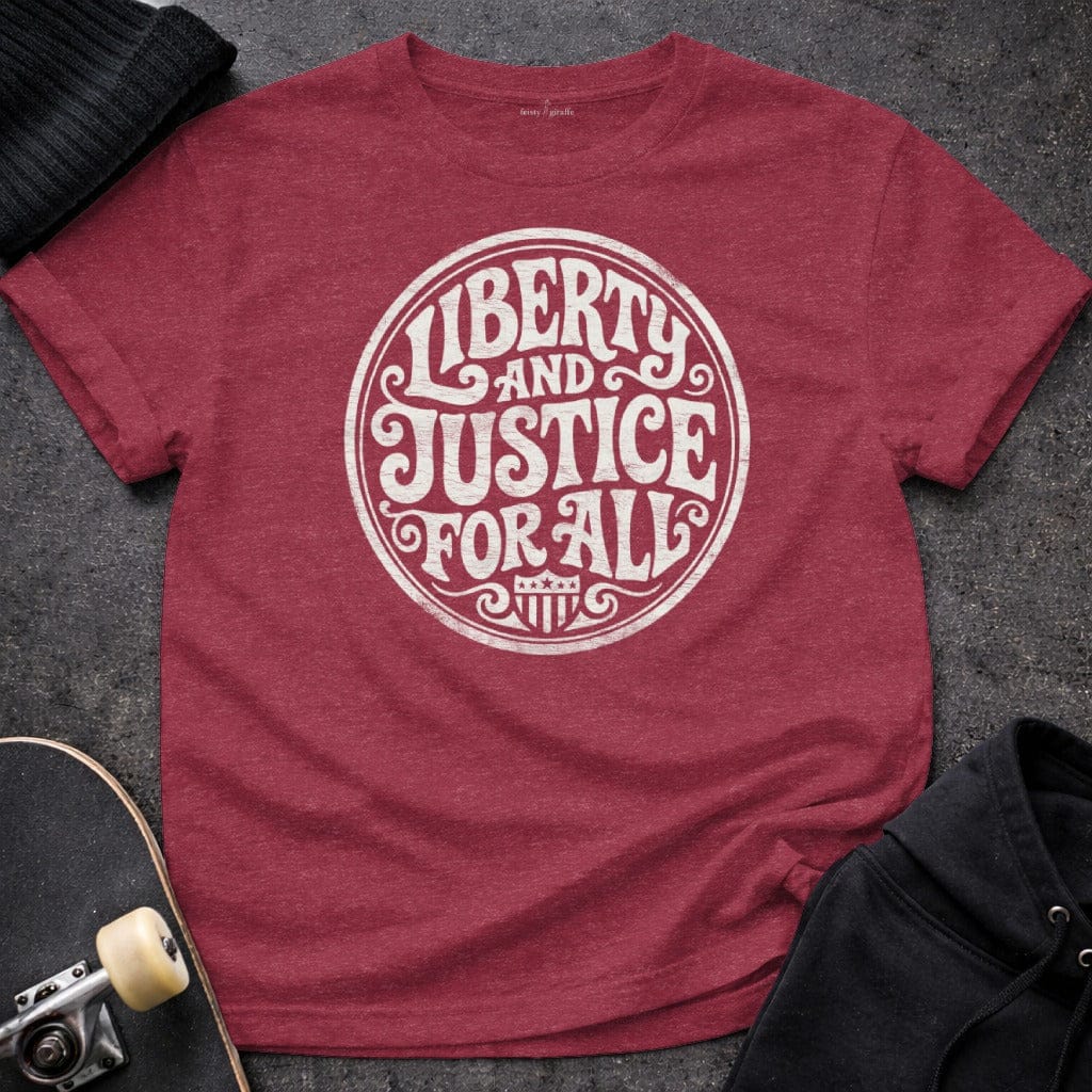 MyDesigns T-Shirt S / Heather Cardinal Liberty and Justice for All T-Shirt