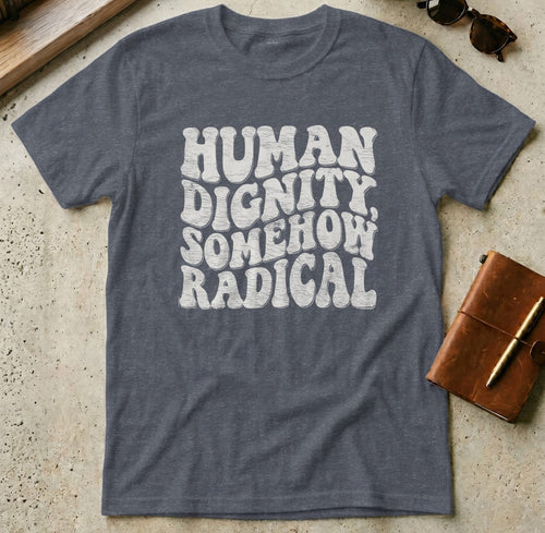 MyDesigns t-shirt S / Heather Navy Human Dignity Somehow Radical T-Shirt