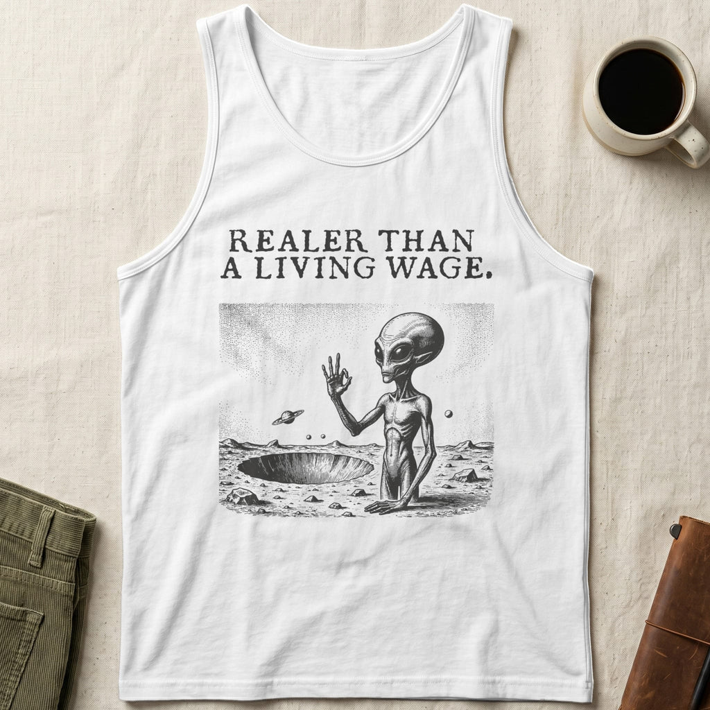 MyDesigns tank top Alien / XS / White Realer than a Living Wage Tank