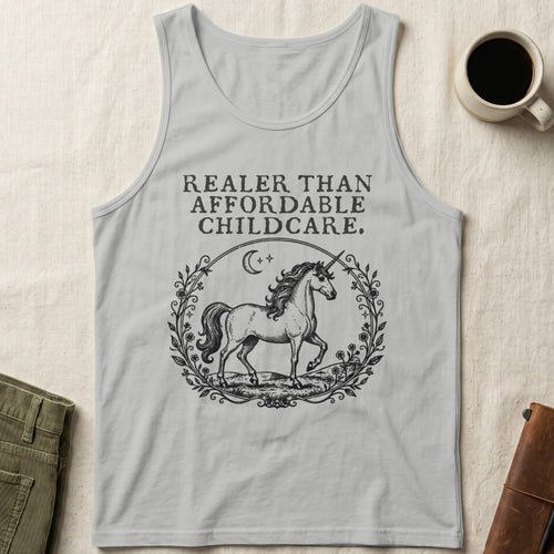 MyDesigns tank top Unicorn / XS / Athletic Heather Realer than Affordable Childcare Tank