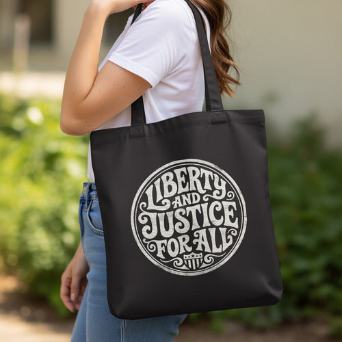 MyDesigns Tote Bag 15" x 16" / Black Liberty and Justice For All Tote