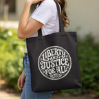 MyDesigns Tote Bag 15" x 16" / Black Liberty and Justice For All Tote