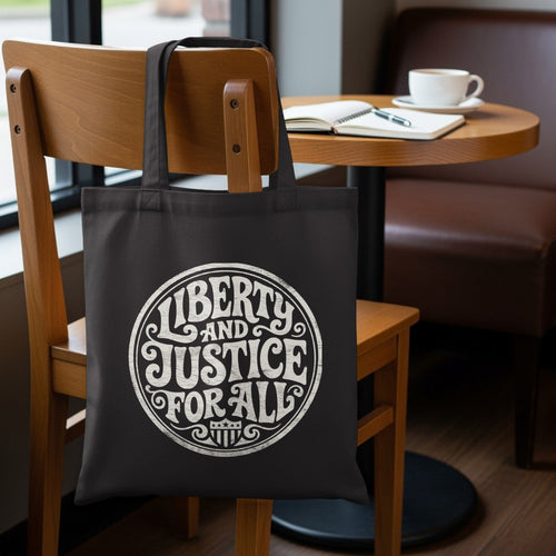 MyDesigns Tote Bag 15" x 16" / Black Liberty and Justice For All Tote