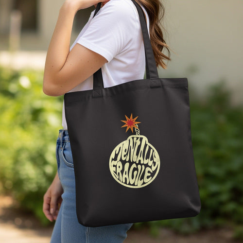 MyDesigns Tote Bag 15" x 16" / Black Mentally Fragile Tote