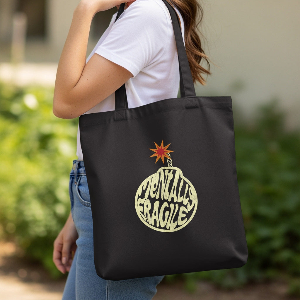 MyDesigns Tote Bag 15" x 16" / Black Mentally Fragile Tote