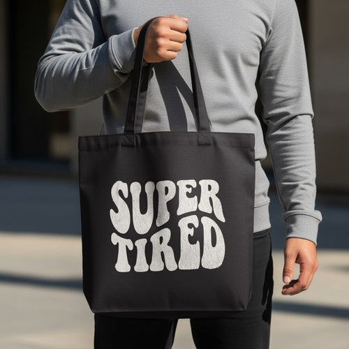 MyDesigns Tote Bag 15" x 16" / Black Super Tired Tote