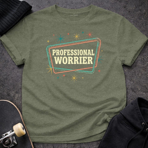 Printify t-shirt S / Heather Military Green Professional Worrier T-Shirt