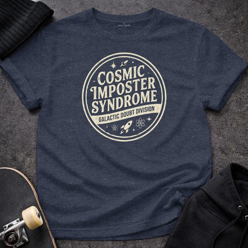 Printify T-shirt S / Heather Navy Cosmic Imposter Syndrome Galactic Doubt Division T-Shirt