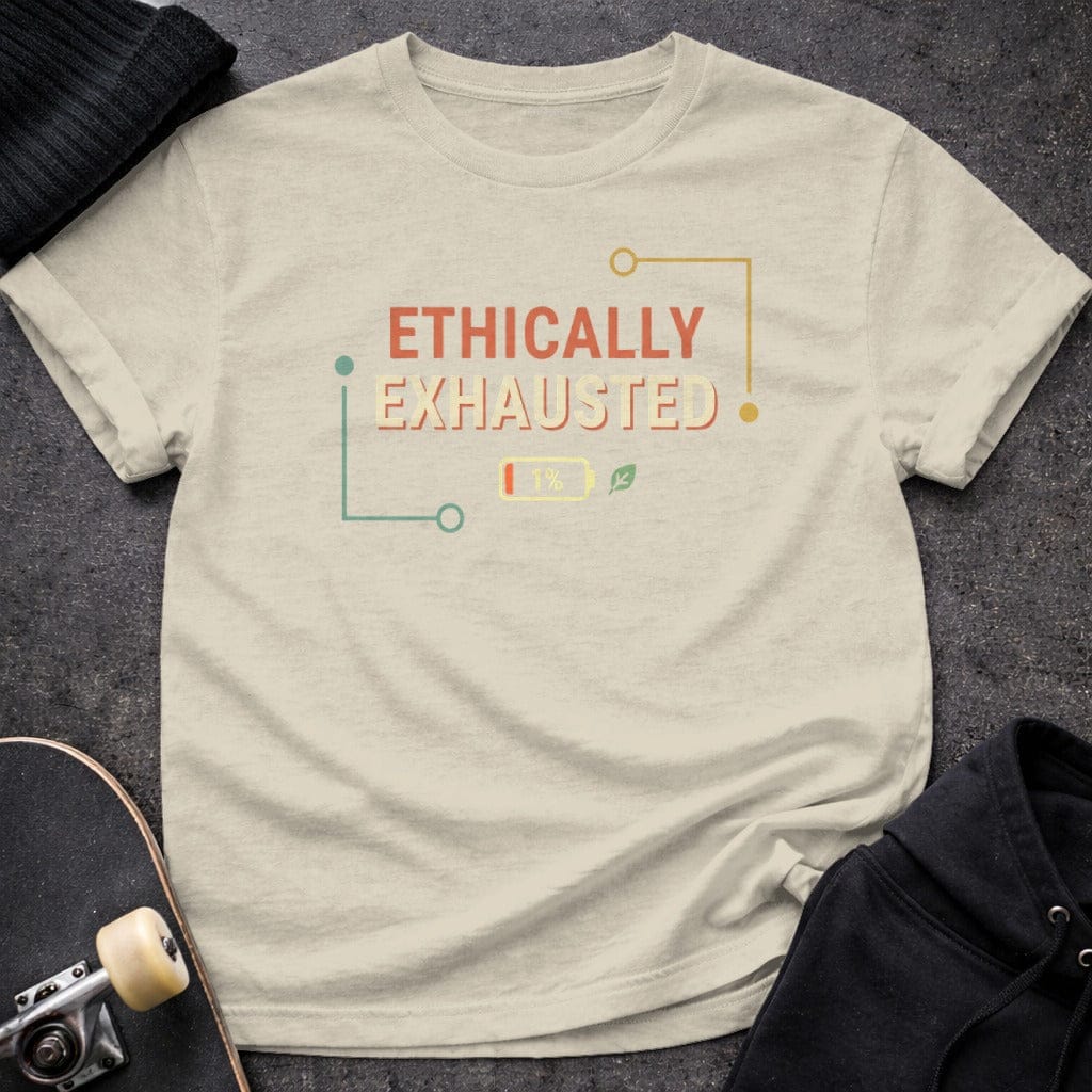 Printify t-shirt S / Sand Ethically Exhausted T-Shirt